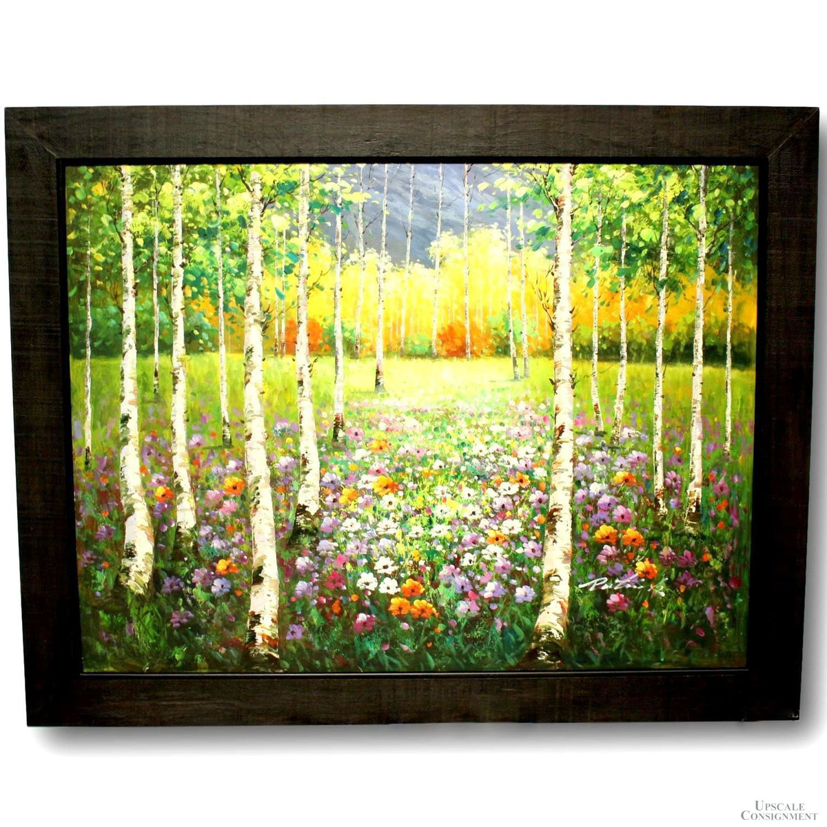 Original Oil Painting - Birch Forest w/Flowers