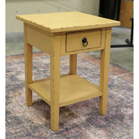 Distressed Yellow Side Table w/Drawer