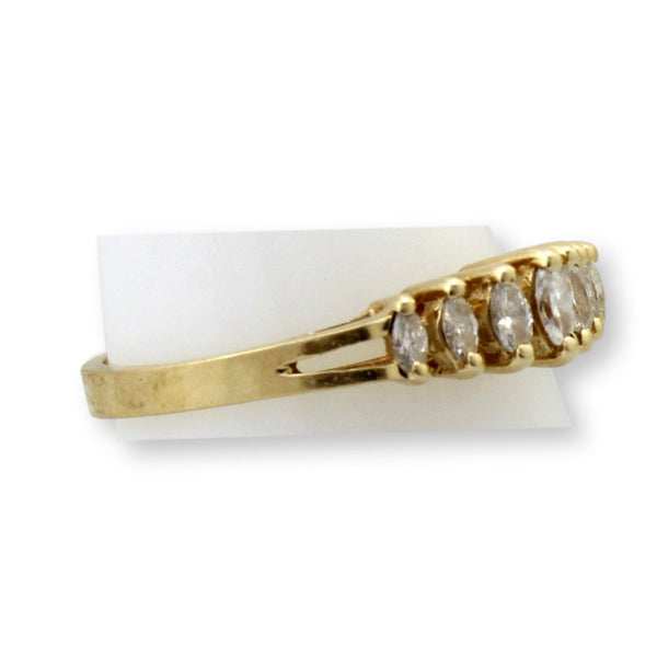Vintage 14K Yellow Gold Seven-Stone Marquise Diamond Ring – .21 CTW