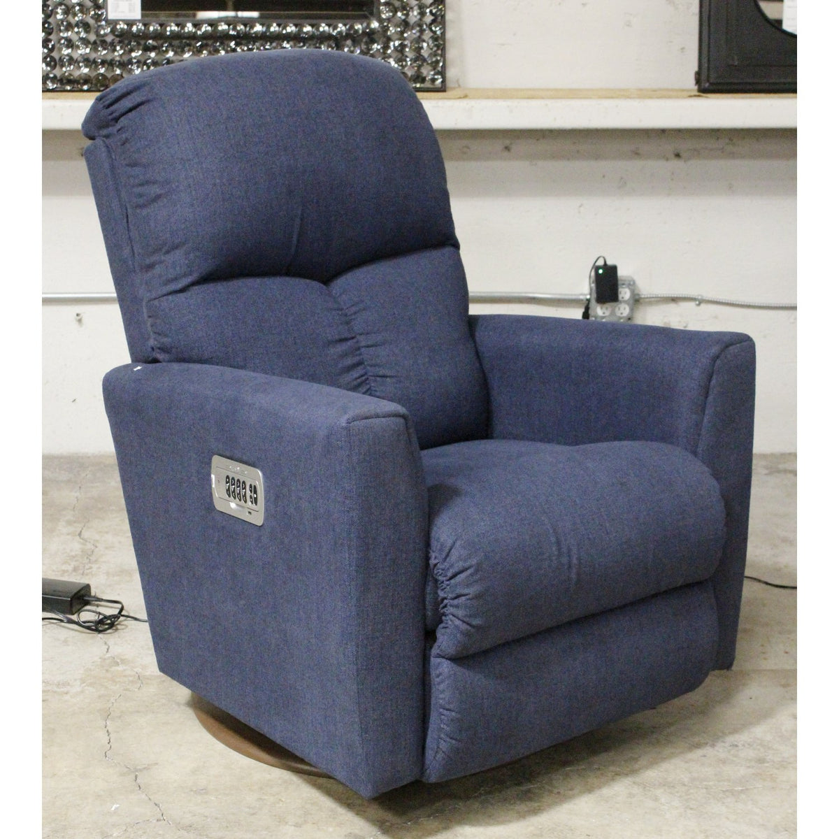 La-Z-Boy Blue Swivel Rocking Power Recliner w/adjustable Lumbar & Headrest