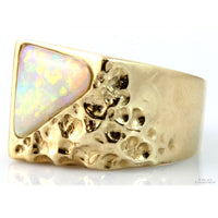 2ct Australian Crystal Opal 14K Gold Men's Signet Nugget Ring