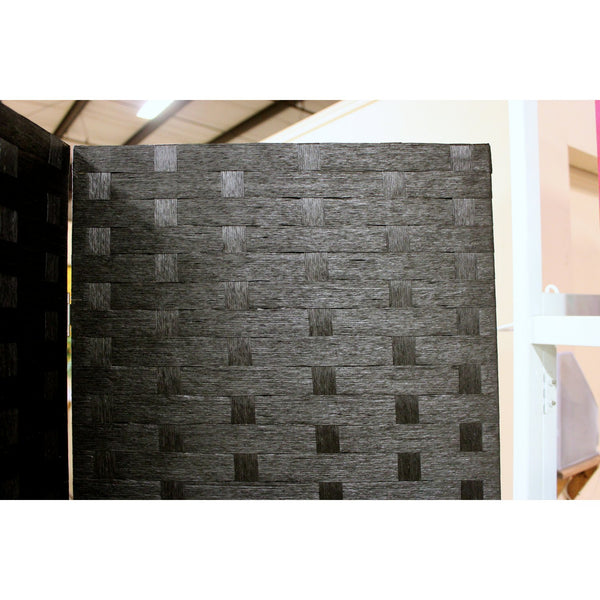 Black 4 Panel Woven Room Divider