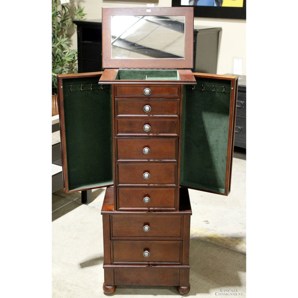 Mahogany Finish Jewelry Armoire