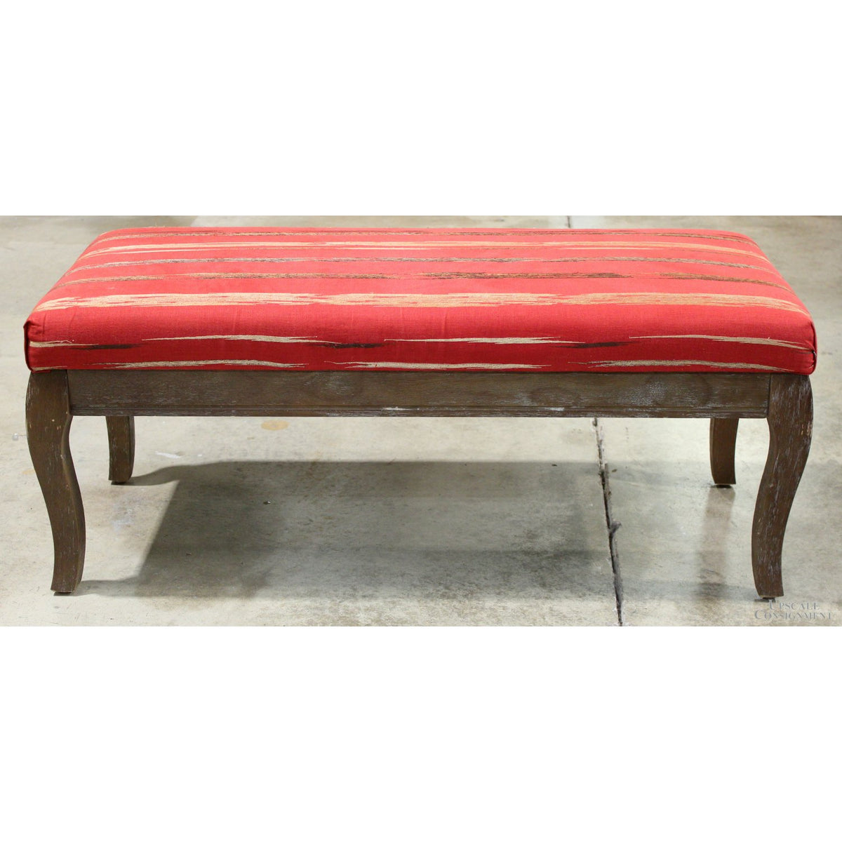 Red & Gold Upholstered Bench
