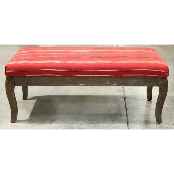 Red & Gold Upholstered Bench