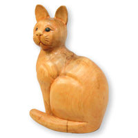 Wooden Cat Statue