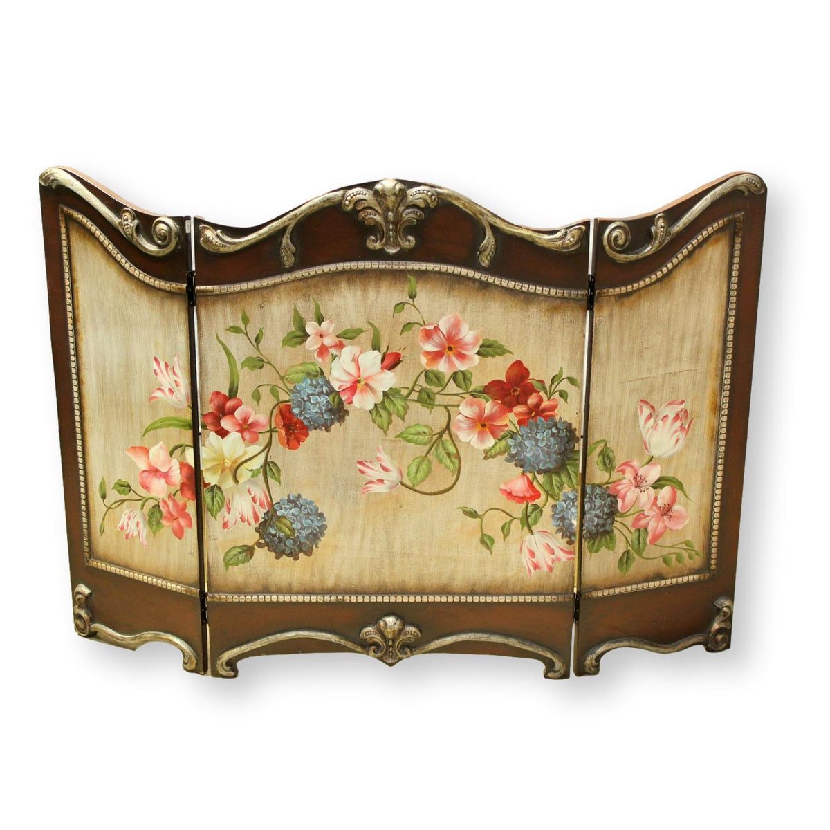 Handpainted Floral Fireplace Screen