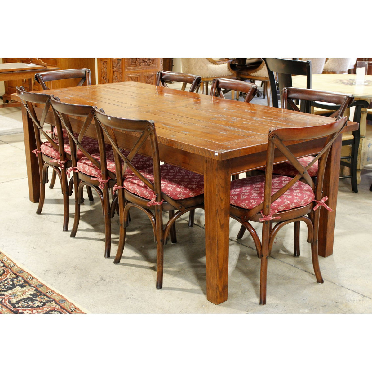 Pottery Barn Rustic Dining Table w/8 Chairs