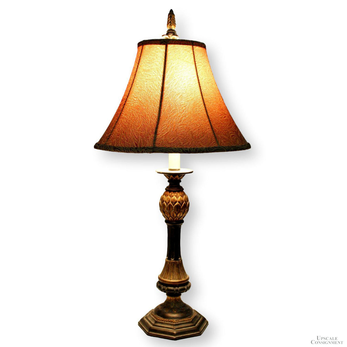 Bronze & Black Table Lamp w/Gold Shade