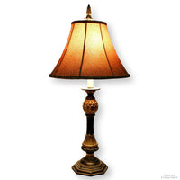 Bronze & Black Table Lamp w/Gold Shade