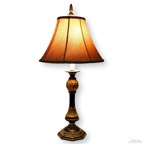Bronze & Black Table Lamp w/Gold Shade