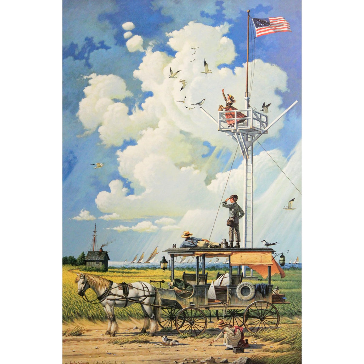 Framed Limited Edition Print 'Young Hearts at Sea' by Charles Wysocki