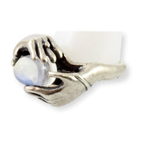 Sterling Silver Oracle Magical Moonstone Crystal Ball Ring