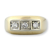 Vintage 10K Gold Three-Stone .43ctw Diamond Men’s Ring