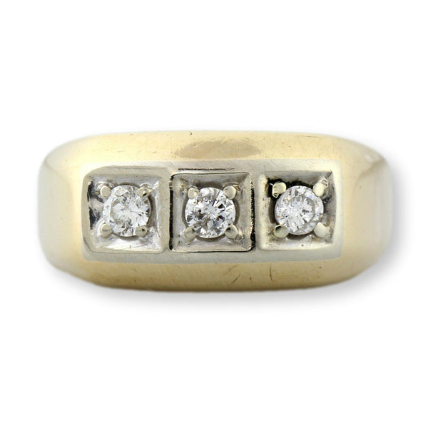 Vintage 10K Gold Three-Stone .43ctw Diamond Men’s Ring