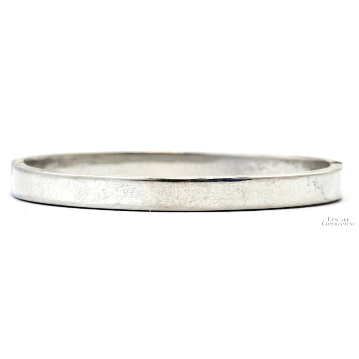 Vintage Sterling Silver White Opal Inlay Hinged Bangle