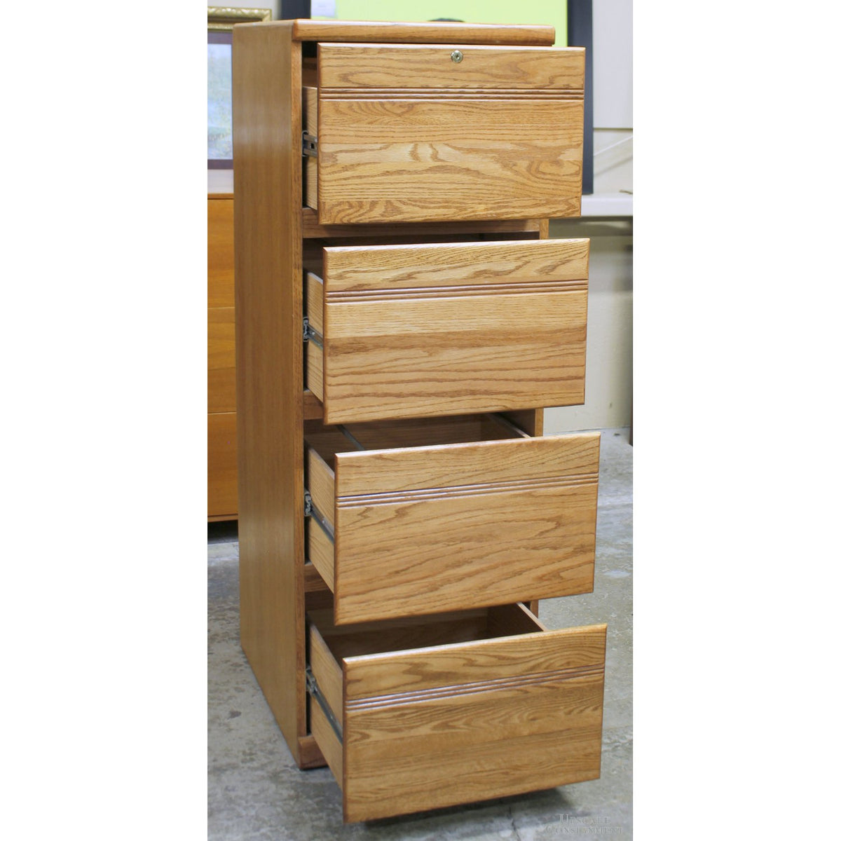 4 Drawer Oak File Cabinet