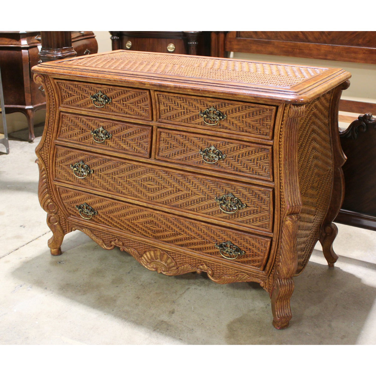 Croquet Bombe Style Wicker 3 Drawer Chest