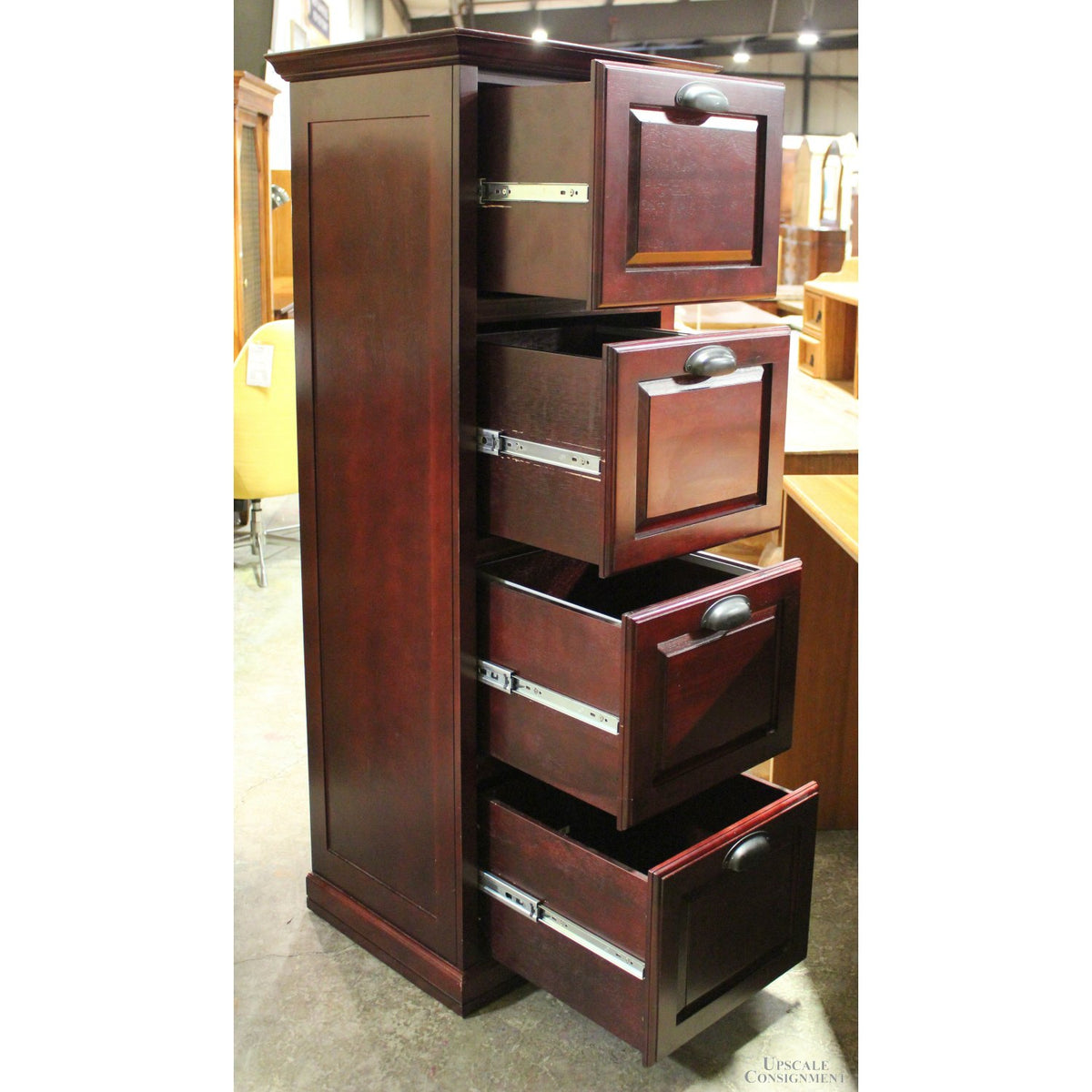 Dark Cherry Finish 4 Drawer File Cabinet