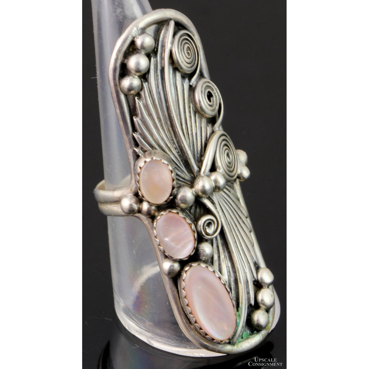 Sterling Silver Dragonfly Mother of Pearl Ring by Navajo Jeff Largo