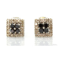 .26ctw Black & White Diamond 10K White Gold Stud Earrings