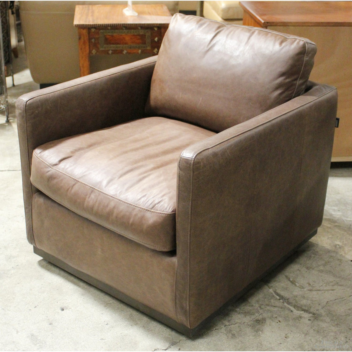 Mor Furniture "Flax" Brown Leather Swivel Chair