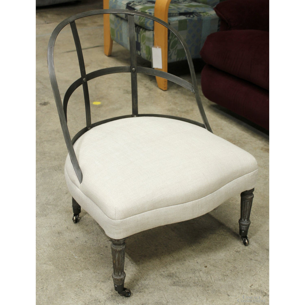 Restoration Hardware "French Couturier's" Metal Upholstered Accent Chair
