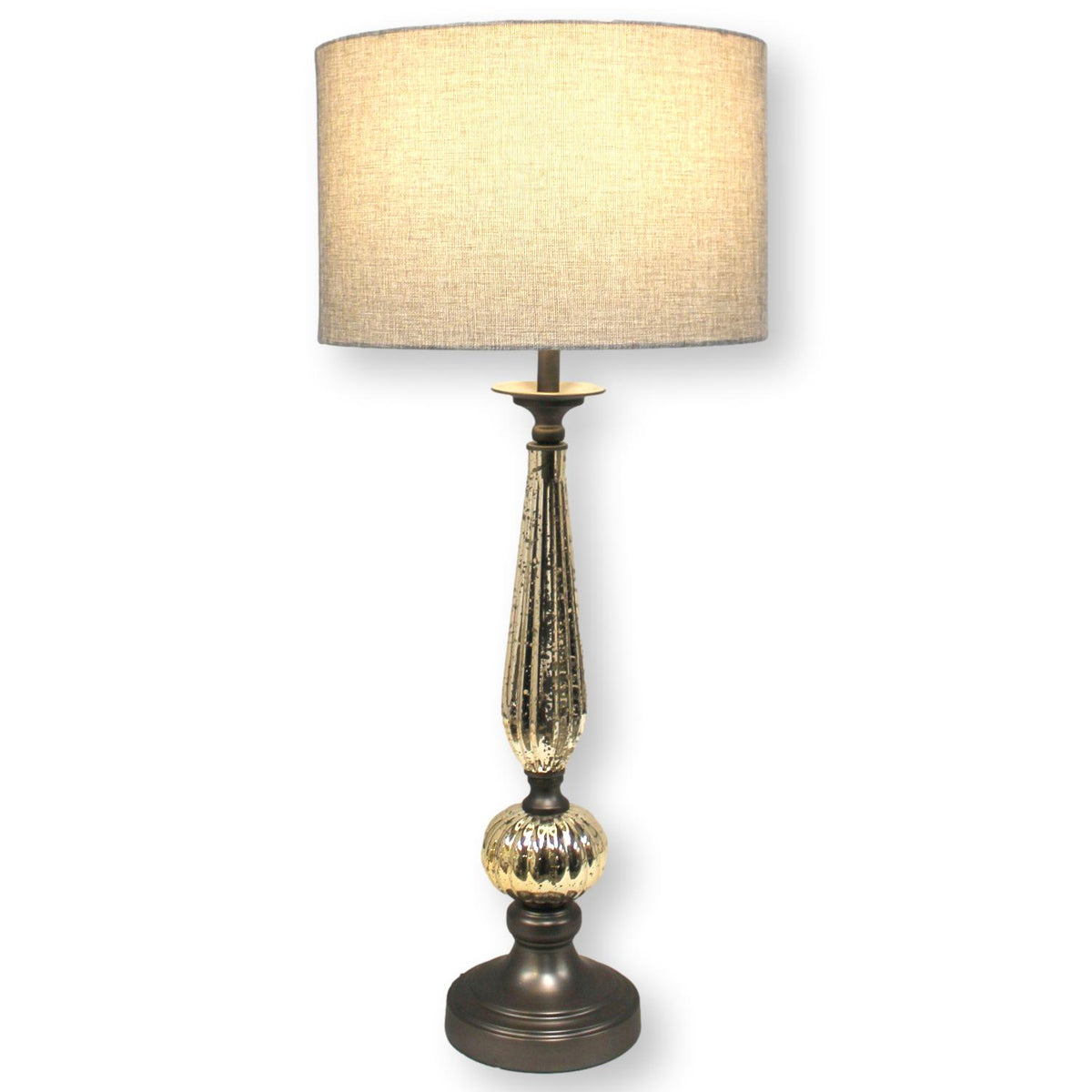 Antique Bronze & Mercury Glass Table Lamp