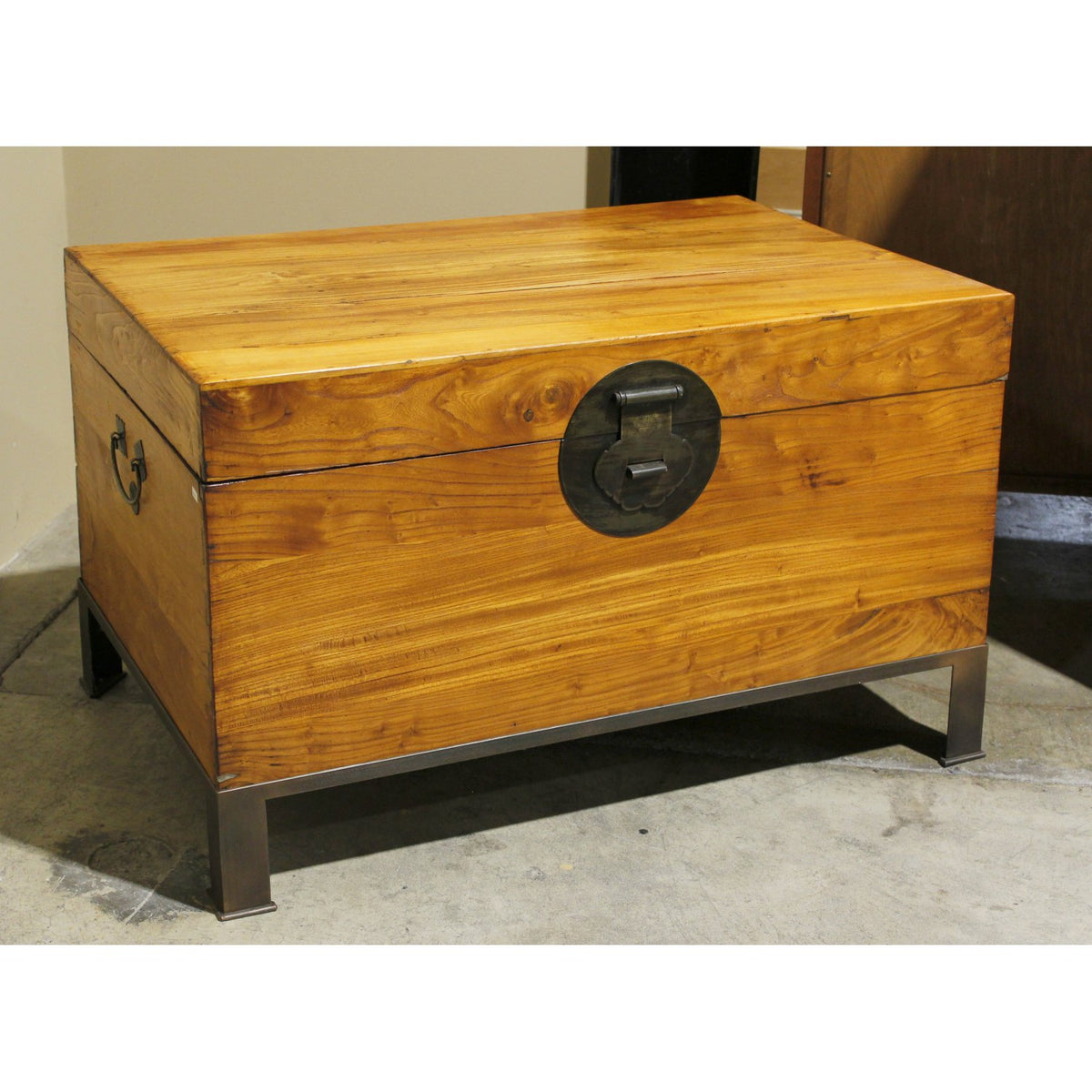 Vintage Wooden Chest w/Metal Base