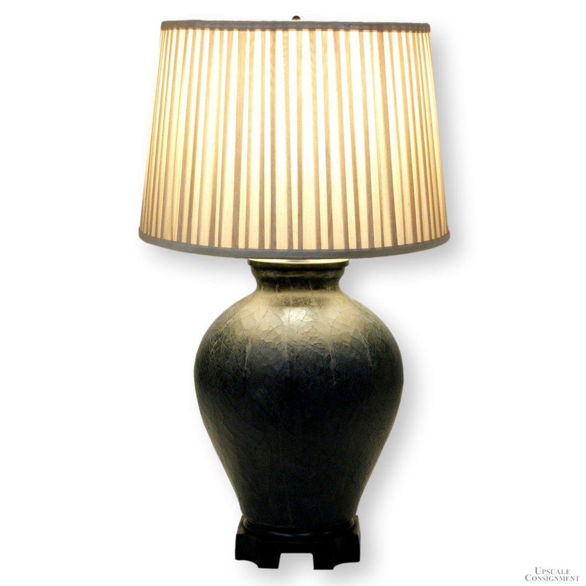 Indigo Crackled Lamp w/Silk Shade