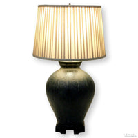 Indigo Crackled Lamp w/Silk Shade