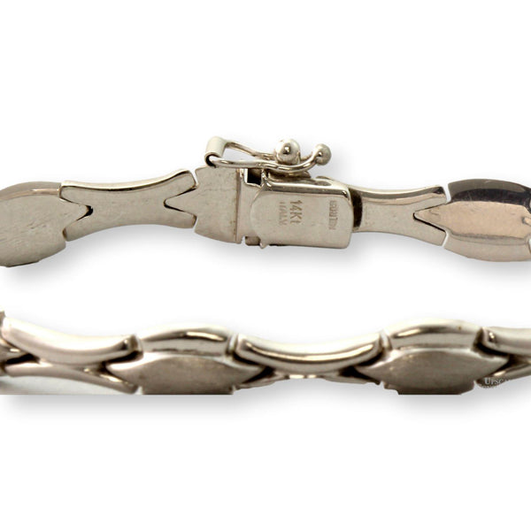 Vintage Milros Italy 14K White Gold Link Bracelet - 7.25"(l)