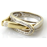 Vintage 14K Gold Sculptural Diamong Ring | Belt Buckle Design