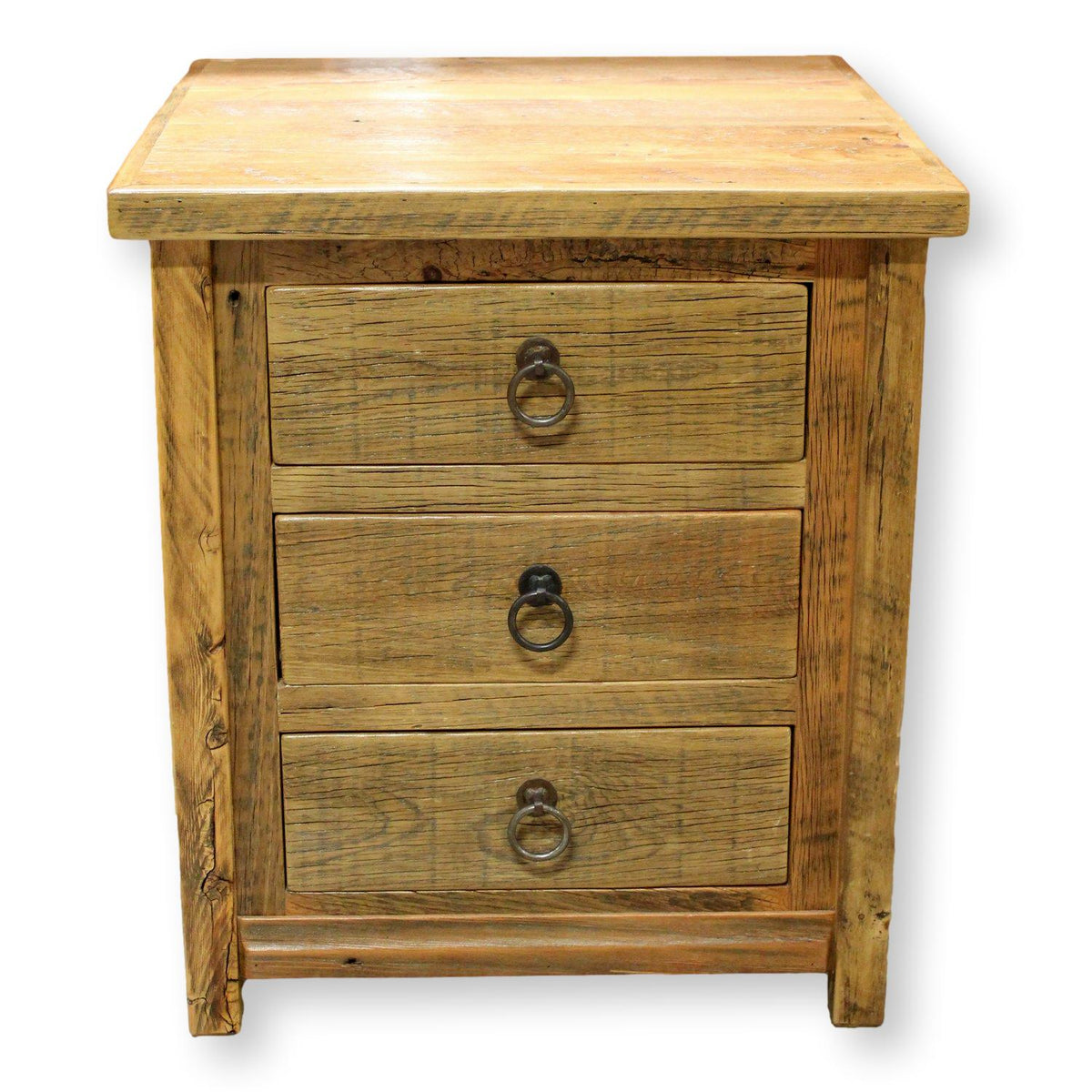 Reclaimed Wood 3 Drawer Nightstand