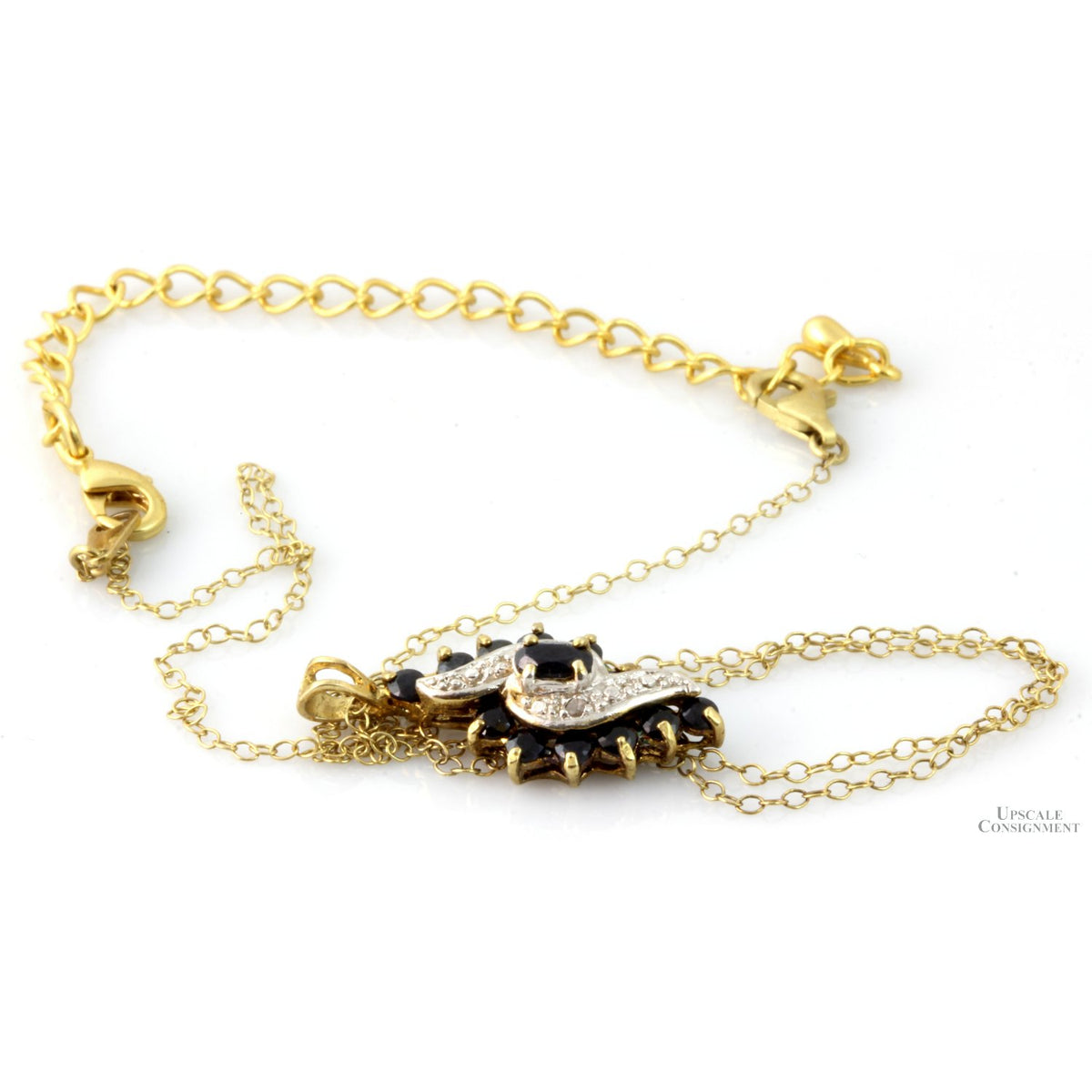 2.70ctw Sapphire & Diamond 18K Gold Vermeil Necklace