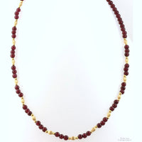 Purplish Red Almandine Garnet 14K Yellow Gold Bead Necklace