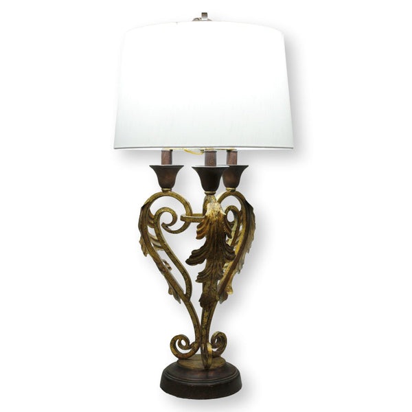 Scrolling Wrought Iron Gold Table Lamp