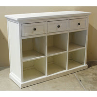 White Long Bookshelf w/Drawers