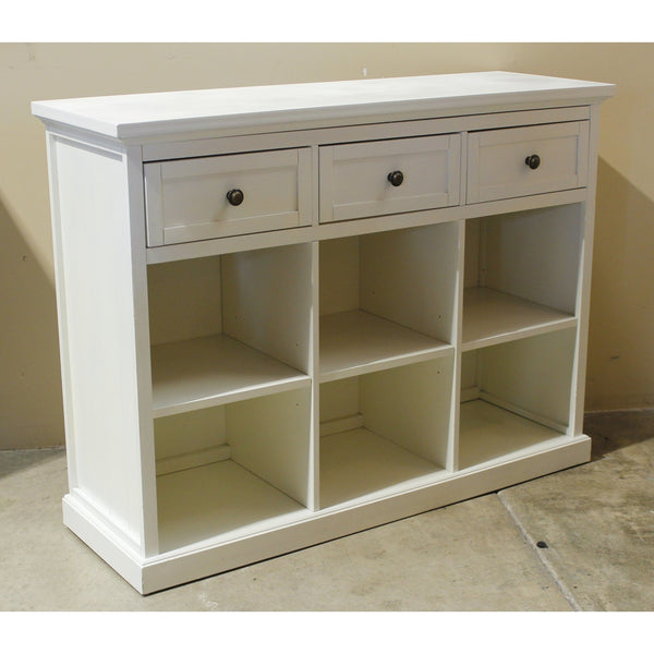 White Long Bookshelf w/Drawers