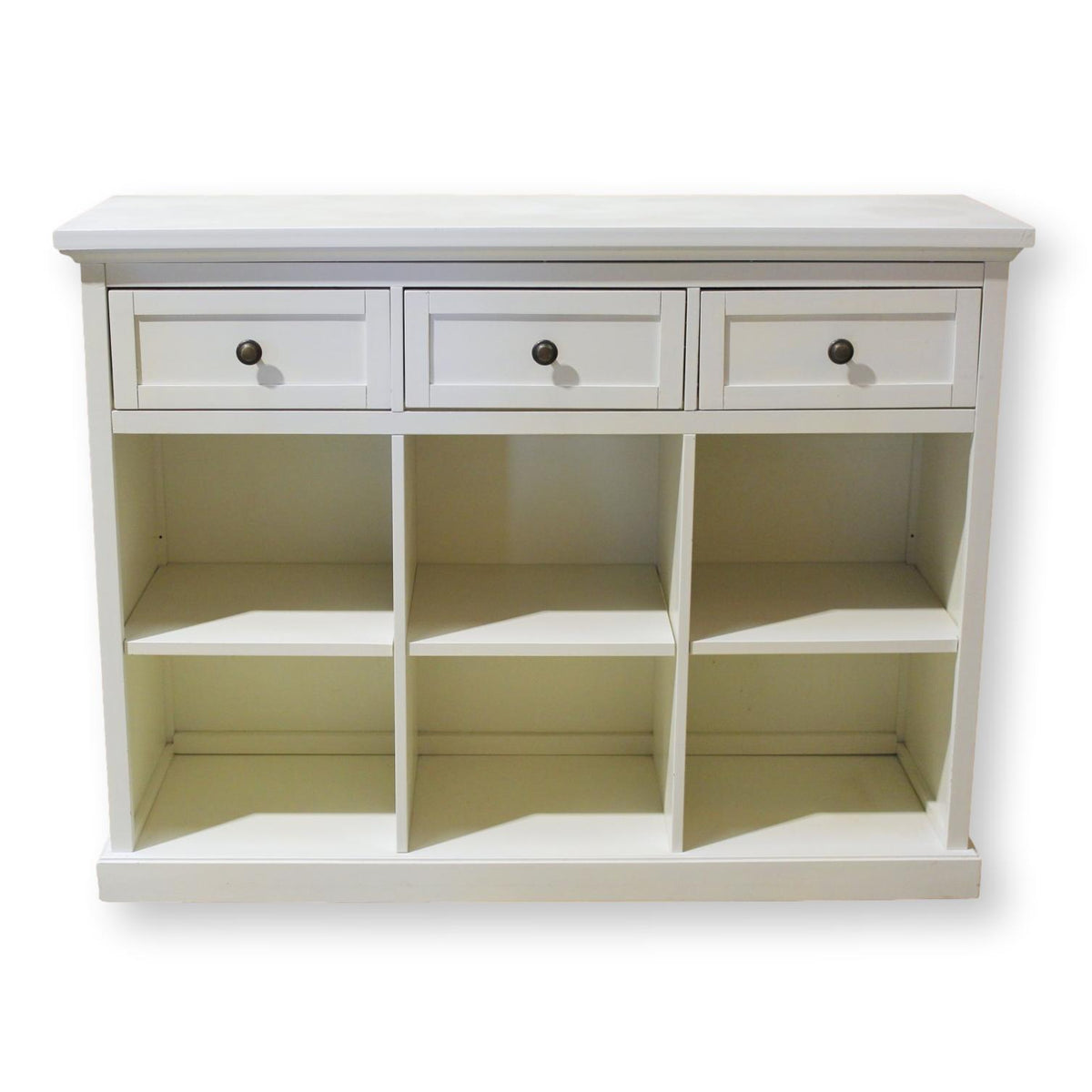 White Long Bookshelf w/Drawers