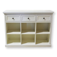 White Long Bookshelf w/Drawers