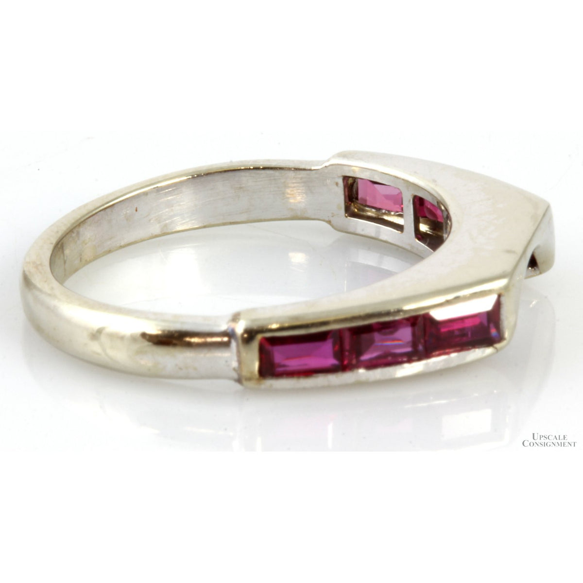 .65ctw Baguette Ruby 14K White Gold Enhancer Wrap Band