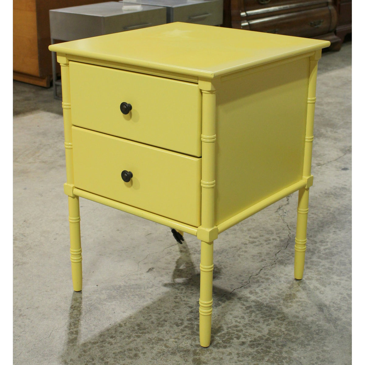 Yellow Faux Bamboo Leg Nightstand