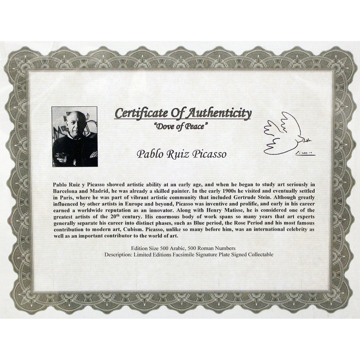 Gallery Framed Art Print 'Dove of Peace' By Pablo Picasso