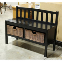 Black Storage Bench w/Basket Drawers