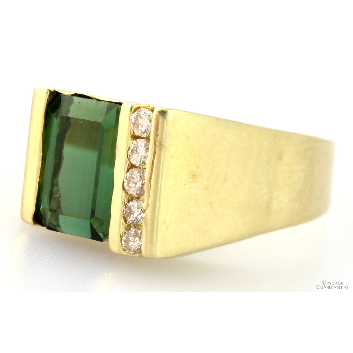 14K Yellow Gold 1.88ct Green Tourmaline & Diamond Ring