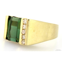 14K Yellow Gold 1.88ct Green Tourmaline & Diamond Ring