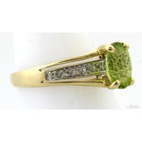 14K Two-Tone Gold 2ct Vibrant Green Peridot & Diamond Ring