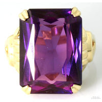 1920s Art Deco Synthetic Purple Sapphire Ring - 10K Gold