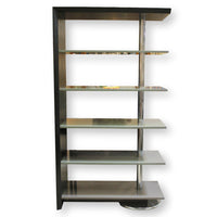 Modern Black Oak, Gray, & Chrome Etagere